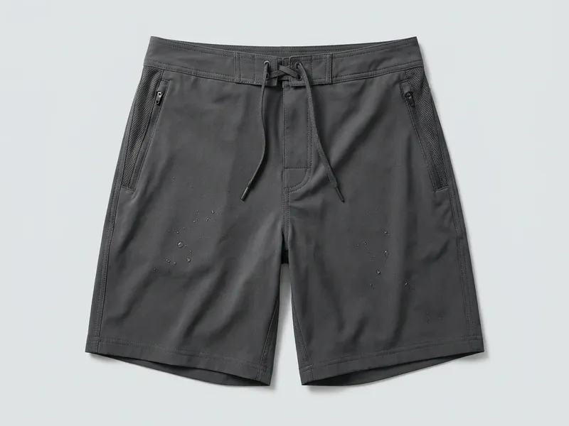 Blank fishing shorts, no logo, no print, neutral background