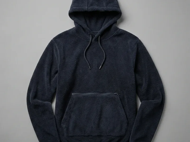 Blank fishing hoodie, flat-laid, no logo, no print, neutral background