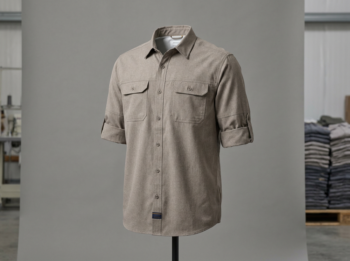 Button-up woven UPF fishing shirt, the anchor piece of a sun protection range