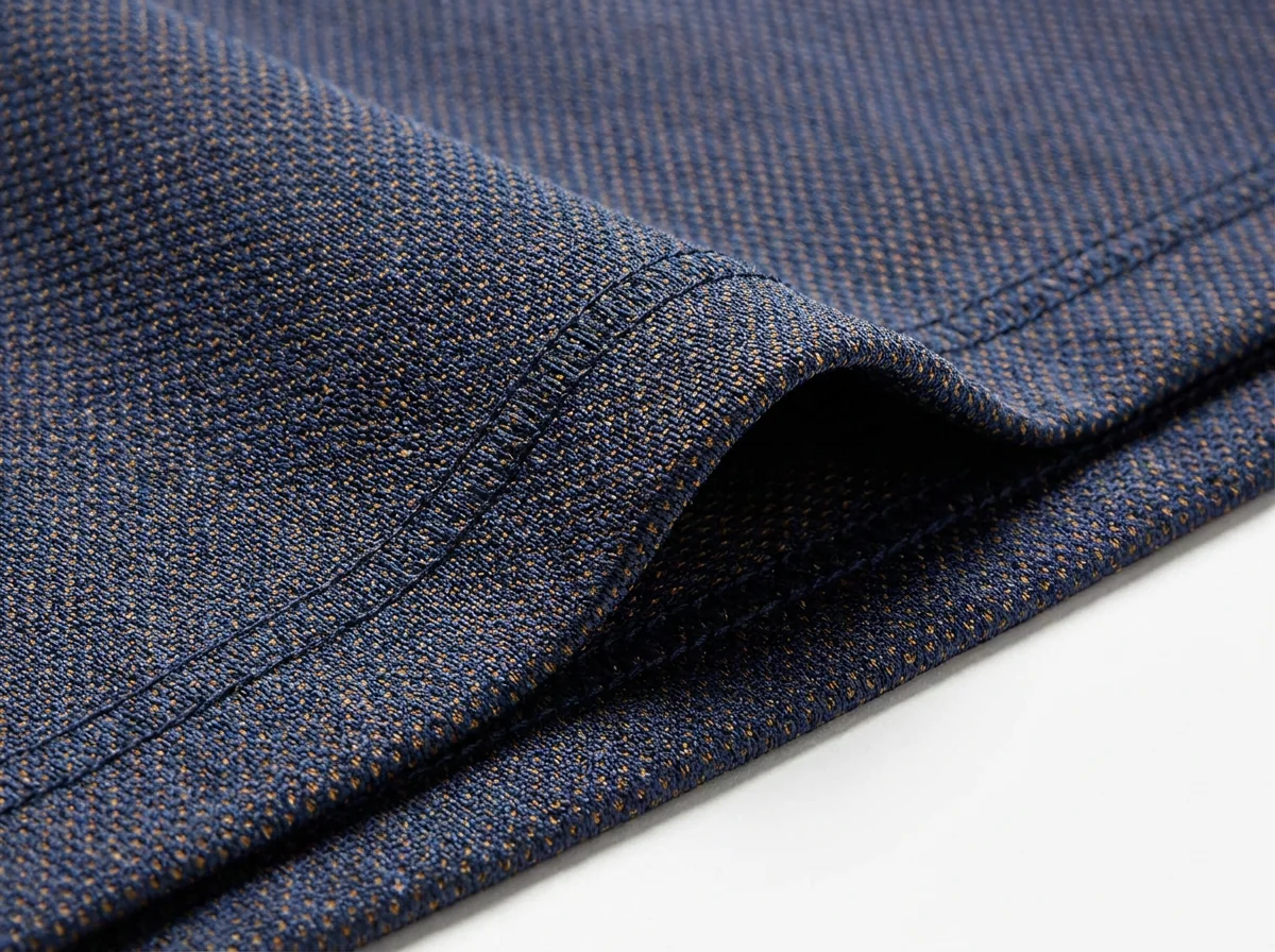 Close view of the fabric at textile level, the layer a rating certificate is issued against